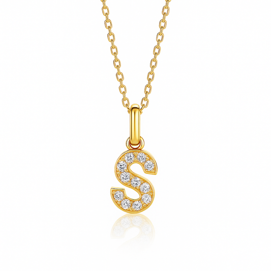 0.13ct - S Letter Pendant – 18k Yellow Gold
