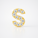 0.09cts "S" Letter Stud Earring – 18k Yellow Gold