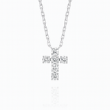 0.2ct - Small Diamond Cross Pendant in White Gold