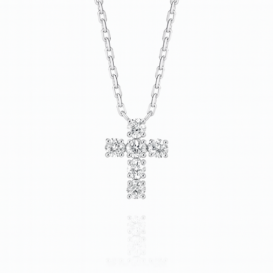 0.2ct - Small Diamond Cross Pendant in White Gold