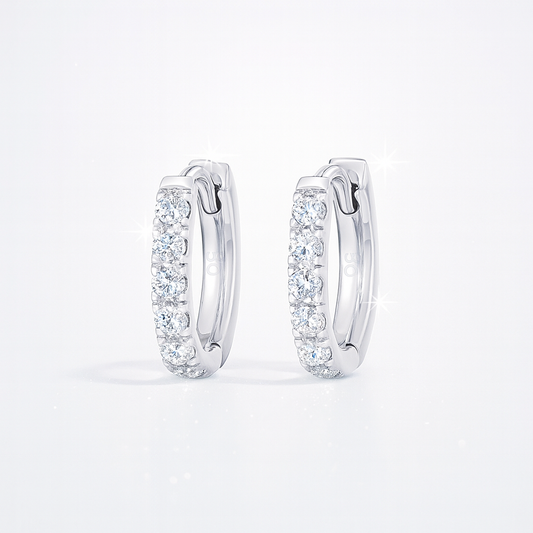 Small Diamond Huggie Earrings in White Gold