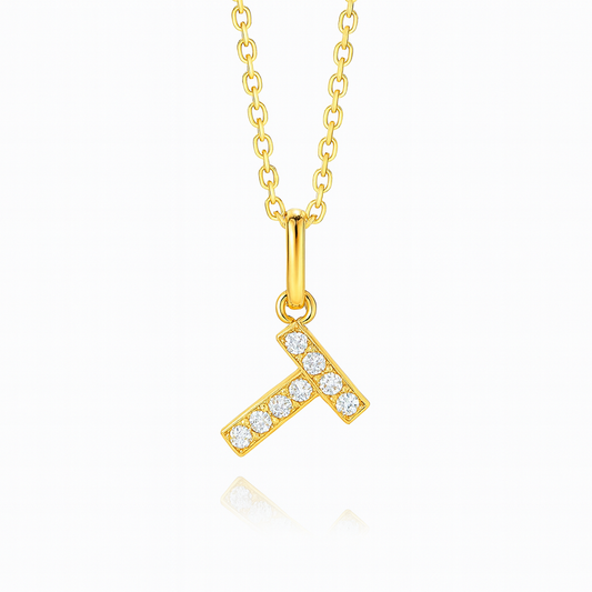 0.11ct - T Letter Pendant - 18k Yellow Gold