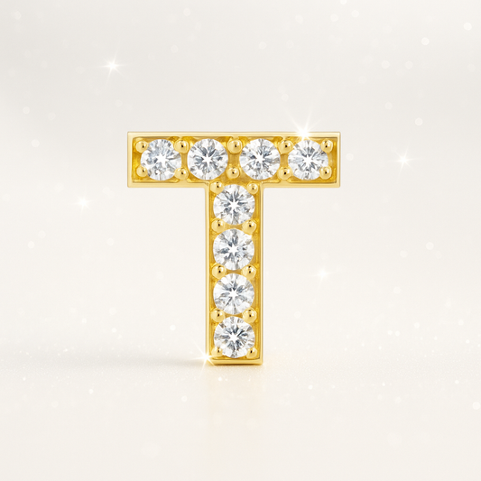T Letter Stud Earring – Yellow Gold