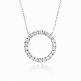 0.37ct - Thin Circle Diamond Pendant – 18k White Gold