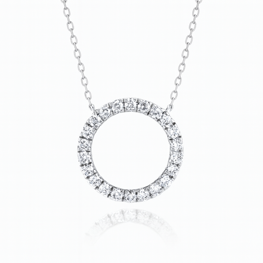 0.37ct - Thin Circle Diamond Pendant – 18k White Gold