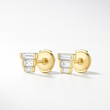 0.35ct Trio Baguette Diamond Earrings – 18k Yellow Gold