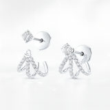 1.00 carat - Triple Huggie Earrings with Detachable Studs - 18K White Gold