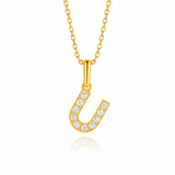 0.14ct - U Letter Pendant - 18K Yellow Gold