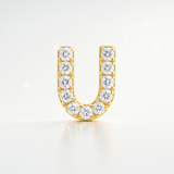 0.12cts "U" Letter Stud Earring Yellow Gold