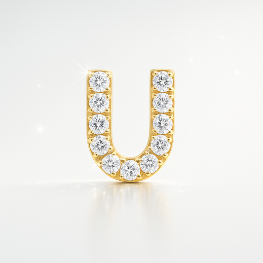 U Letter Stud Earring Yellow Gold
