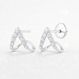 0.65 carats V-Shaped Diamond Curl Earrings - 18K White Gold