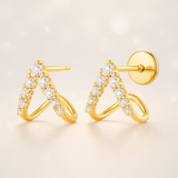 0.65 Carats - V-Shaped Lab-Grown Diamond Curl Earrings - 18k Yellow Gold