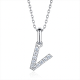 0.12ct - V Letter Pendant – 18k White Gold