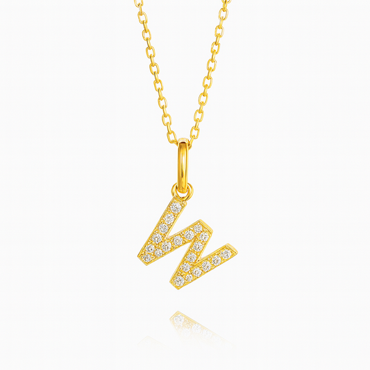 0.17ct - "W" Letter Pendant – 18k Yellow Gold