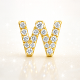 0.14cts "W" Letter Stud Earring Yellow Gold