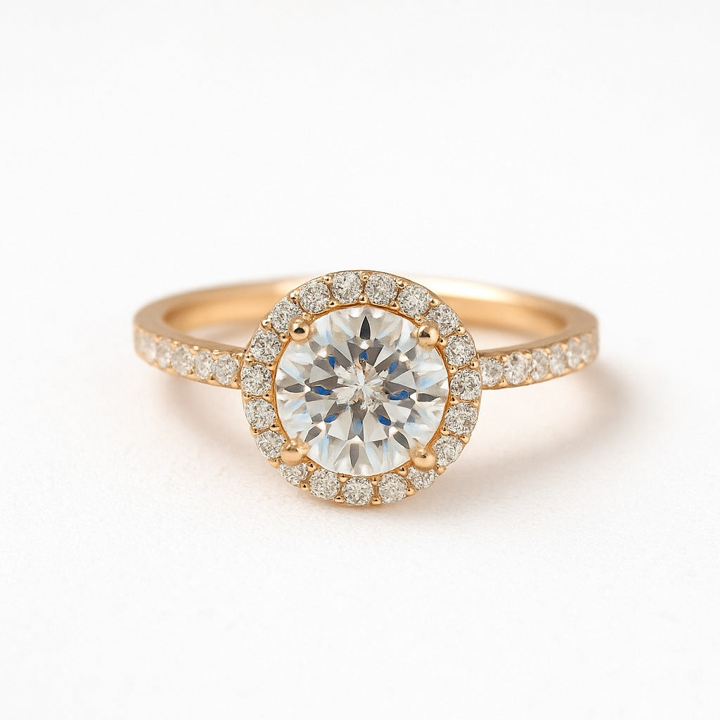 1 Carat Lab-Grown Halo Engagement Ring – Round Brilliant Diamond