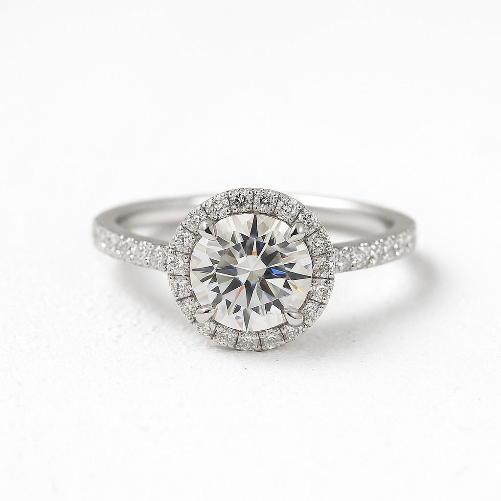 1 Carat Lab-Grown Halo Engagement Ring – Round Brilliant Diamond