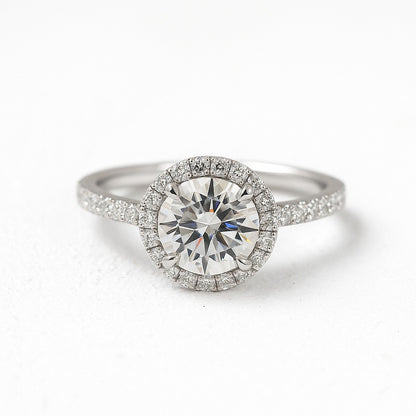 1 Carat Lab-Grown Halo Engagement Ring – Round Brilliant Diamond