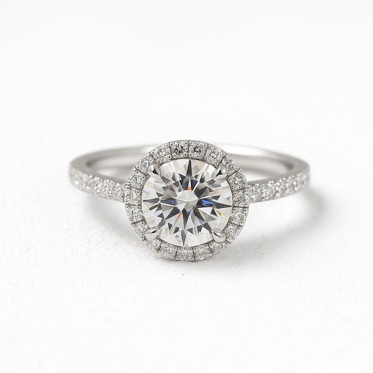 1 Carat Lab-Grown Halo Engagement Ring – Round Brilliant Diamond