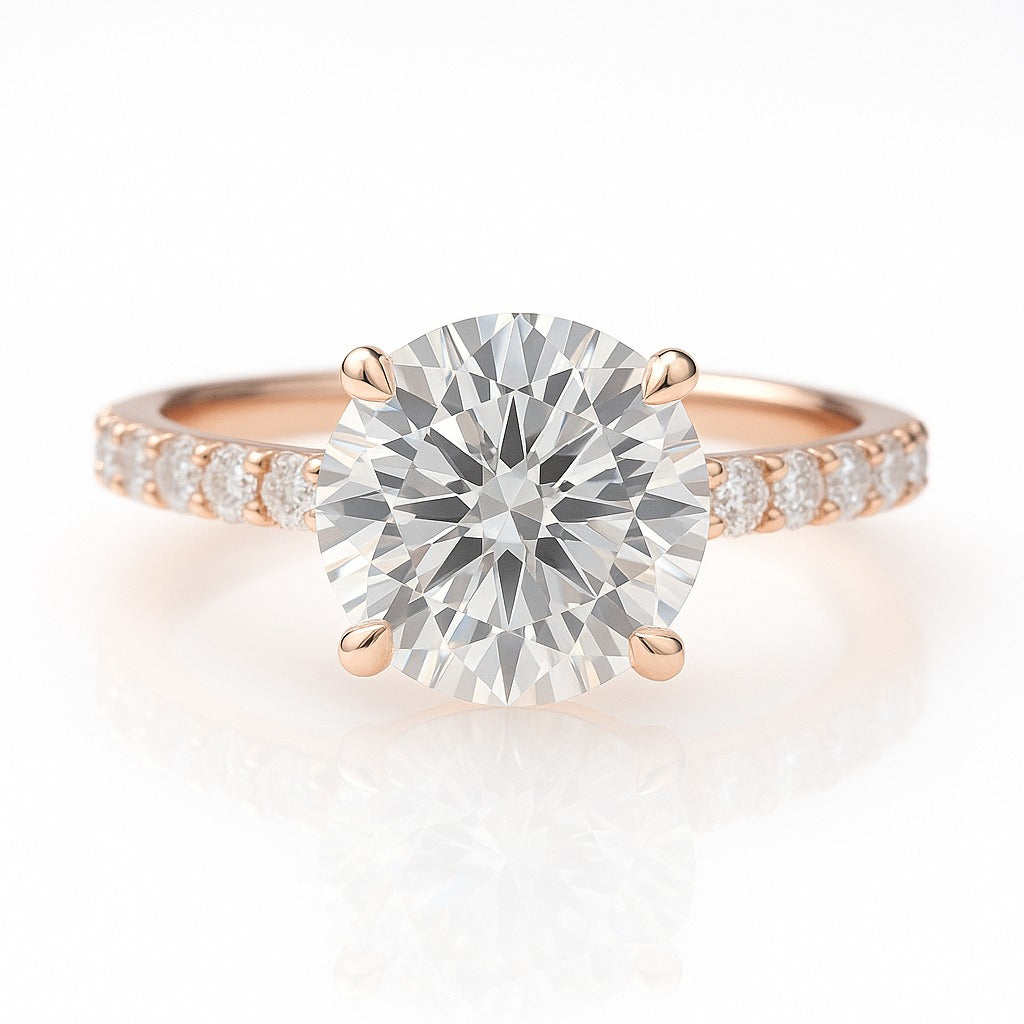 2 Carat Lab-Grown Diamond Band Engagement Ring – Round Cut