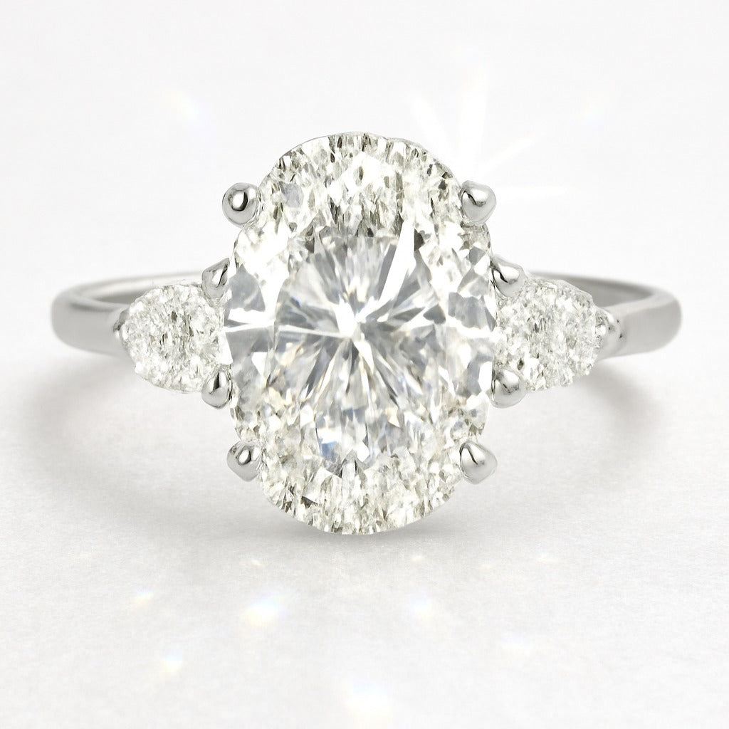 2.5 Carat Lab-Grown Trilogy Engagement Ring with Oval Diamond