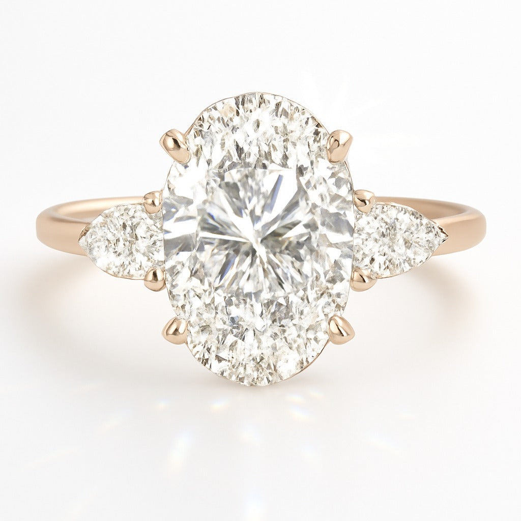 2.5 Carat Lab-Grown Trilogy Engagement Ring with Oval Diamond