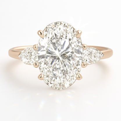 2.5 Carat Lab-Grown Trilogy Engagement Ring with Oval Diamond