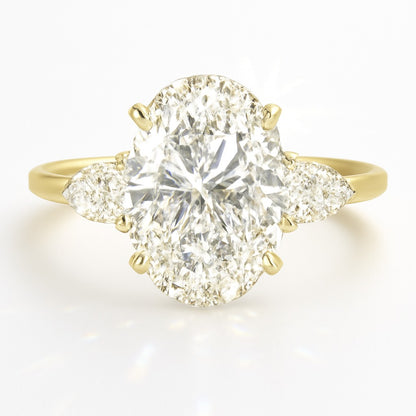 2.5 Carat Lab-Grown Trilogy Engagement Ring with Oval Diamond