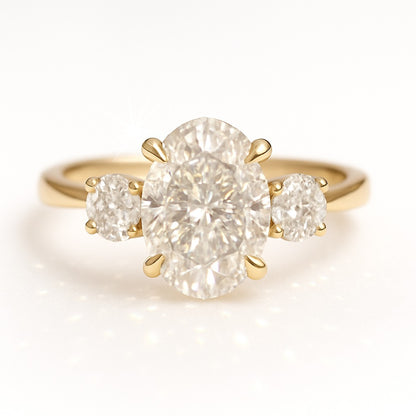 1 Carat Lab-Grown Trilogy Engagement Ring with Oval Diamond