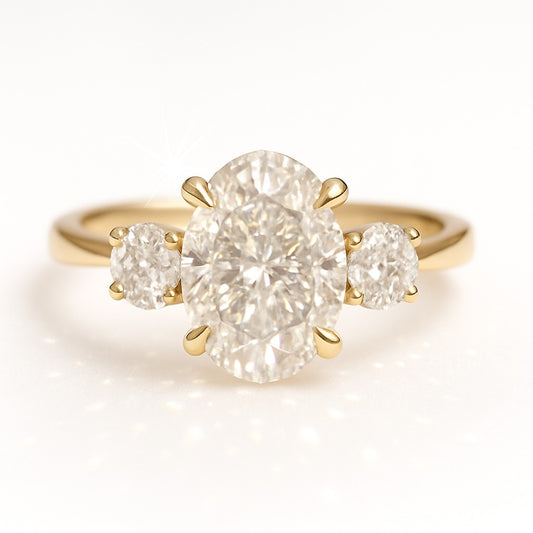 1 Carat Lab-Grown Trilogy Engagement Ring with Oval Diamond