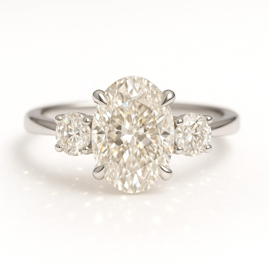 1 Carat Lab-Grown Trilogy Engagement Ring with Oval Diamond