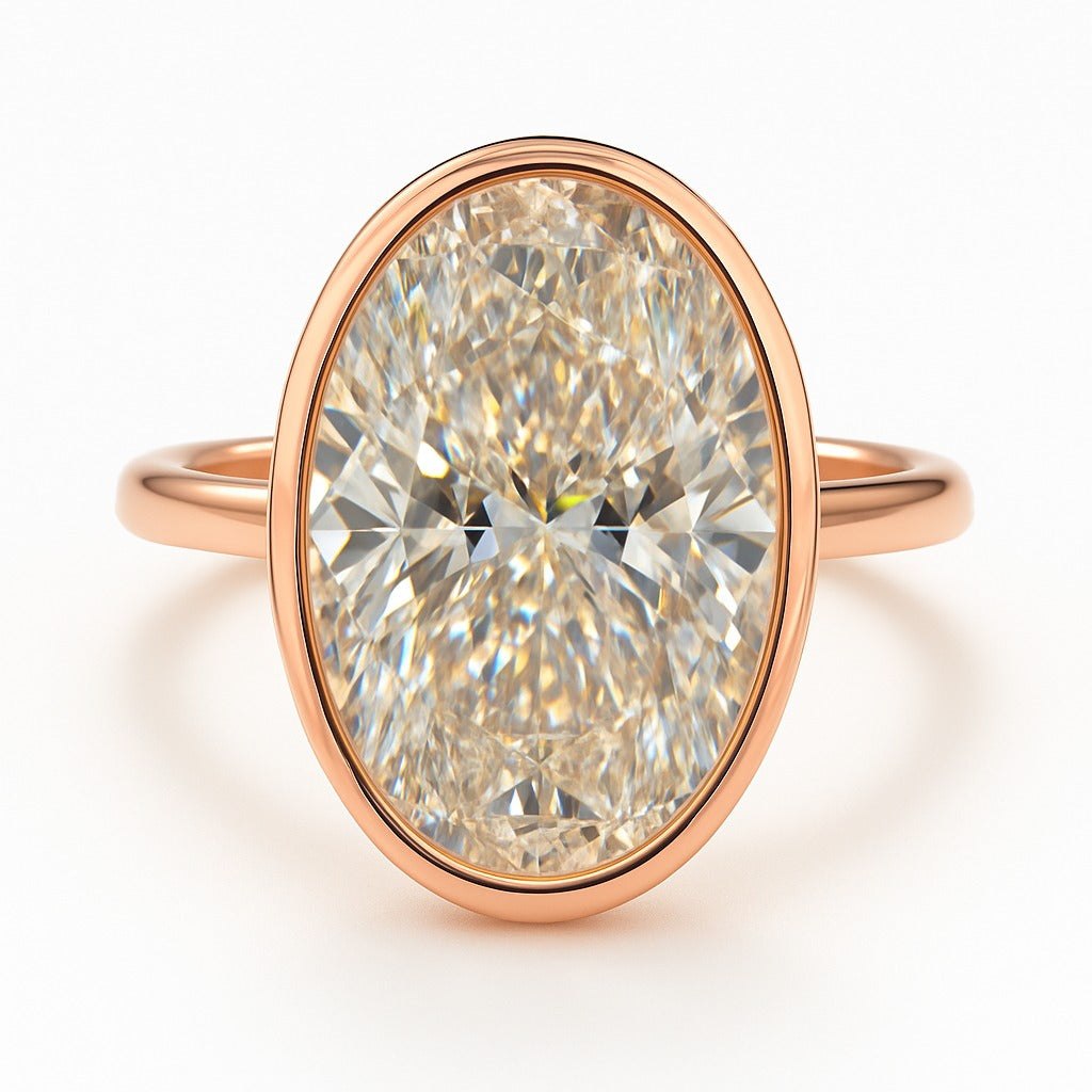 6 Carat Lab-Grown Oval Diamond Solitaire Engagement Ring