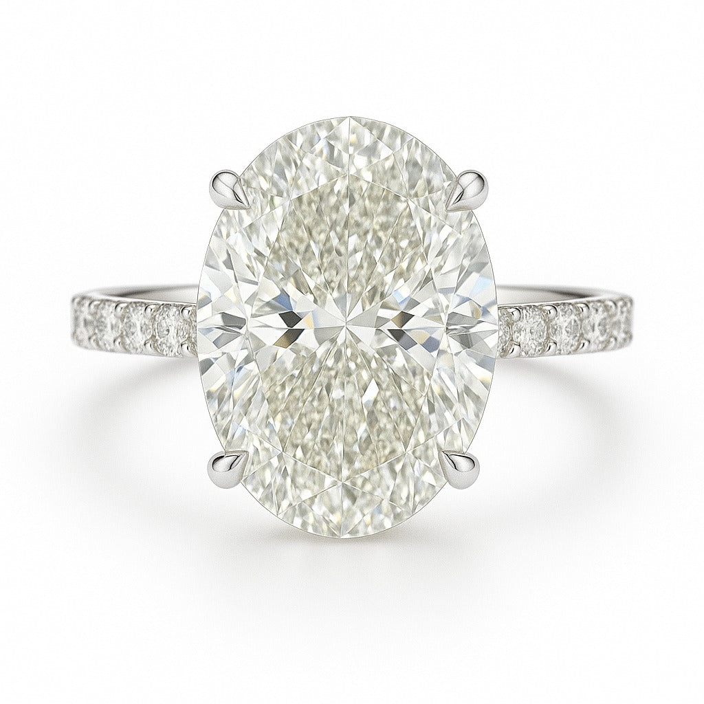 5 Carat Lab-Grown Diamond Band Engagement Ring – Oval Cut