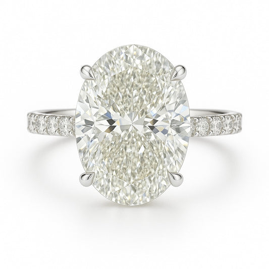 5 Carat Lab-Grown Diamond Band Engagement Ring – Oval Cut