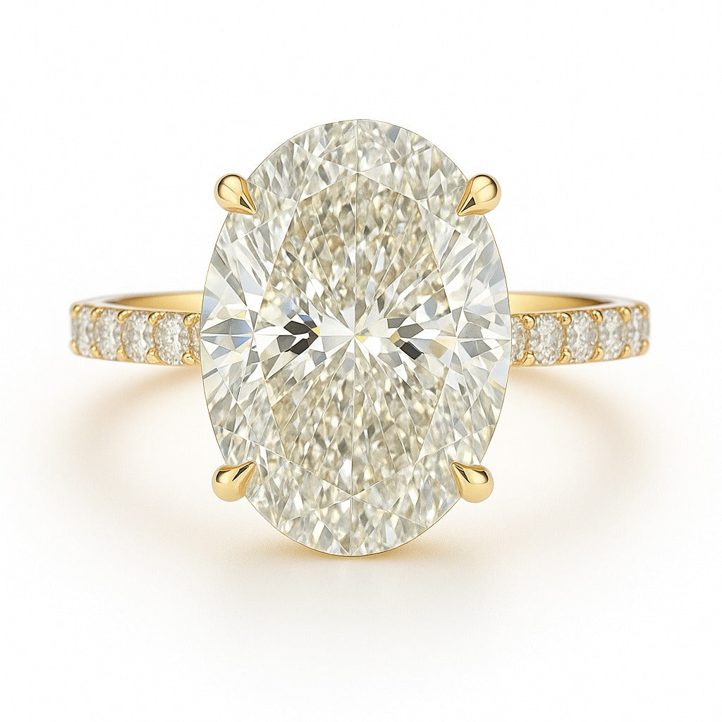 5 Carat Lab-Grown Diamond Band Engagement Ring – Oval Cut