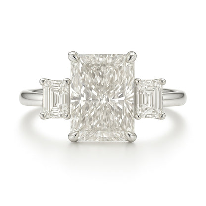 1.5 Carat Lab-grown Trilogy Engagement Ring – Radiant Cut Diamond