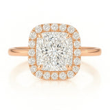 1 Carat Lab-Grown Halo Engagement Ring 18k White Gold – Radiant Cut Diamond