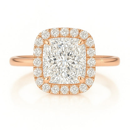 1 Carat Lab-Grown Halo Engagement Ring 18k White Gold – Radiant Cut Diamond