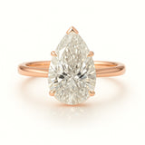 3 Carat Lab-Grown Pear Diamond Solitaire Engagement Ring - 18k White Gold
