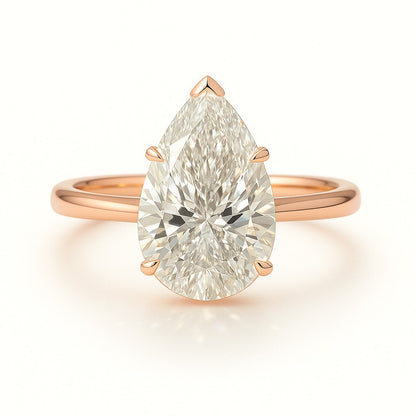 3 Carat Lab-Grown Pear Diamond Solitaire Engagement Ring - 18k White Gold