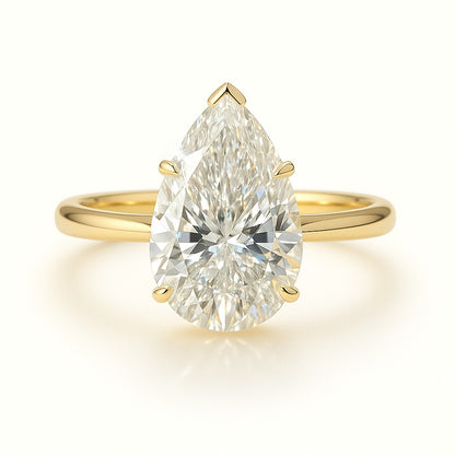 3 Carat Lab-Grown Pear Diamond Solitaire Engagement Ring - 18k White Gold