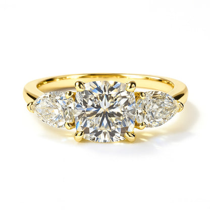 1 Carat Lab-Grown Trilogy Engagement Ring - Cushion Diamond 18k White Gold