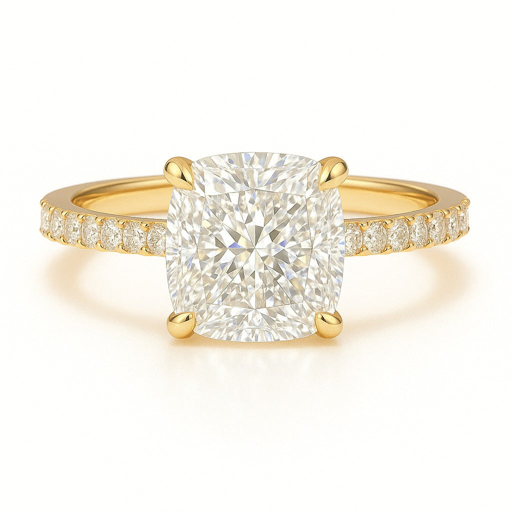 1 Carat Lab-Grown Cushion Diamond Band Engagement Ring - 18k White Gold