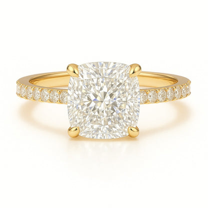 1 Carat Lab-Grown Cushion Diamond Band Engagement Ring - 18k White Gold