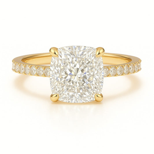 1 Carat Lab-Grown Cushion Diamond Band Engagement Ring - 18k White Gold