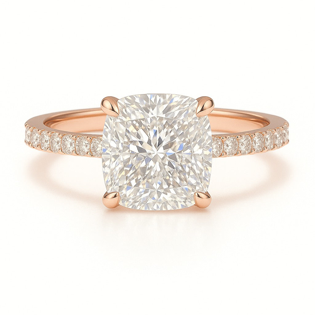 1 Carat Lab-Grown Cushion Diamond Band Engagement Ring - 18k White Gold