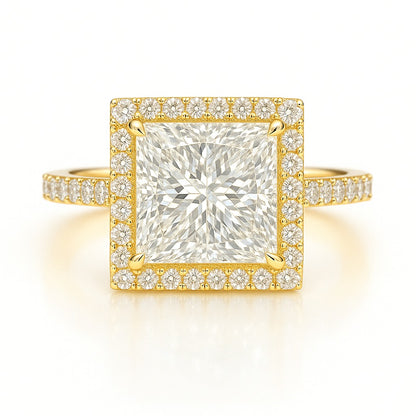 1.5 Carat Lab-Grown Halo Engagement Ring – Princess Cut Diamond 18K White Gold