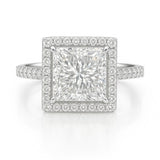 1.5 Carat Lab-Grown Halo Engagement Ring – Princess Cut Diamond 18K White Gold