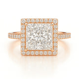 1.5 Carat Lab-Grown Halo Engagement Ring – Princess Cut Diamond 18K White Gold