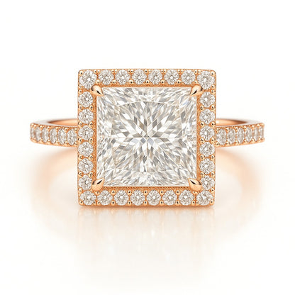 1.5 Carat Lab-Grown Halo Engagement Ring – Princess Cut Diamond 18K White Gold